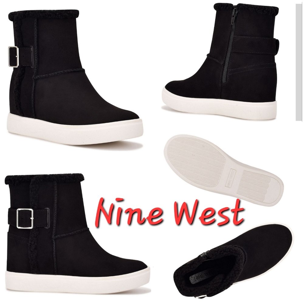 👀50% OFF👢NWT‼️ Nine West Titus Women's Wedge Zippered Ankle Boots